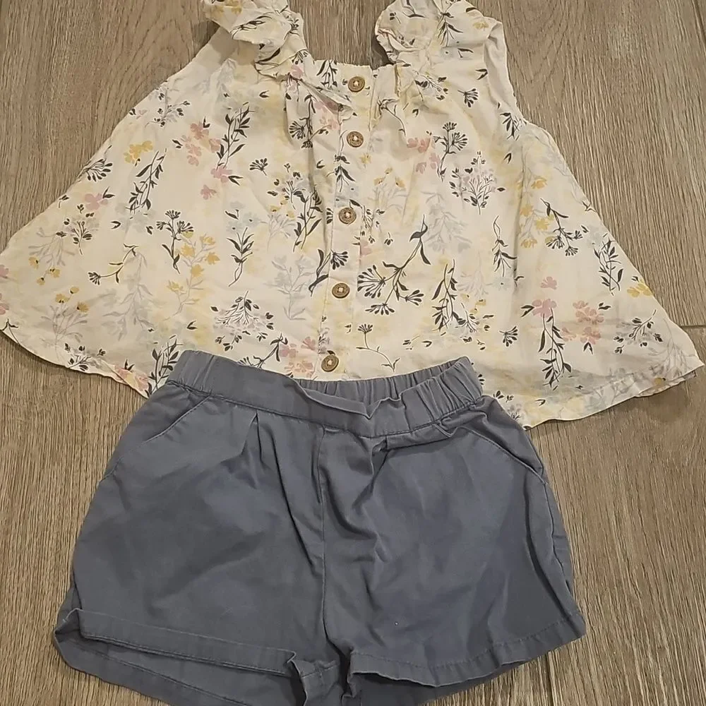 13 piece summer Baby Clothing Bundle - Floral, Denim, and Yellow